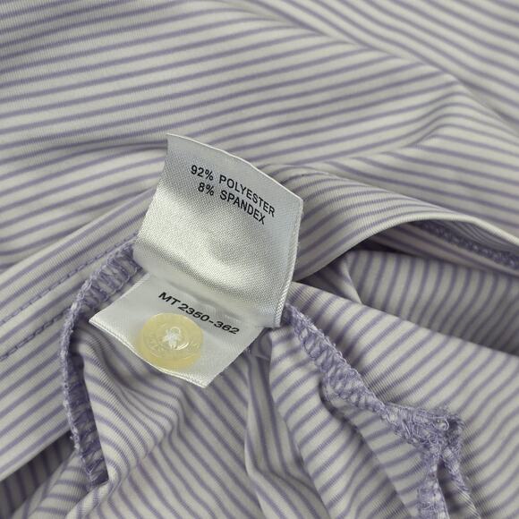 Masters Tech Polo Shirt Mens Large Purple White Stripe Golf Performance Stretch - Picture 8 of 9